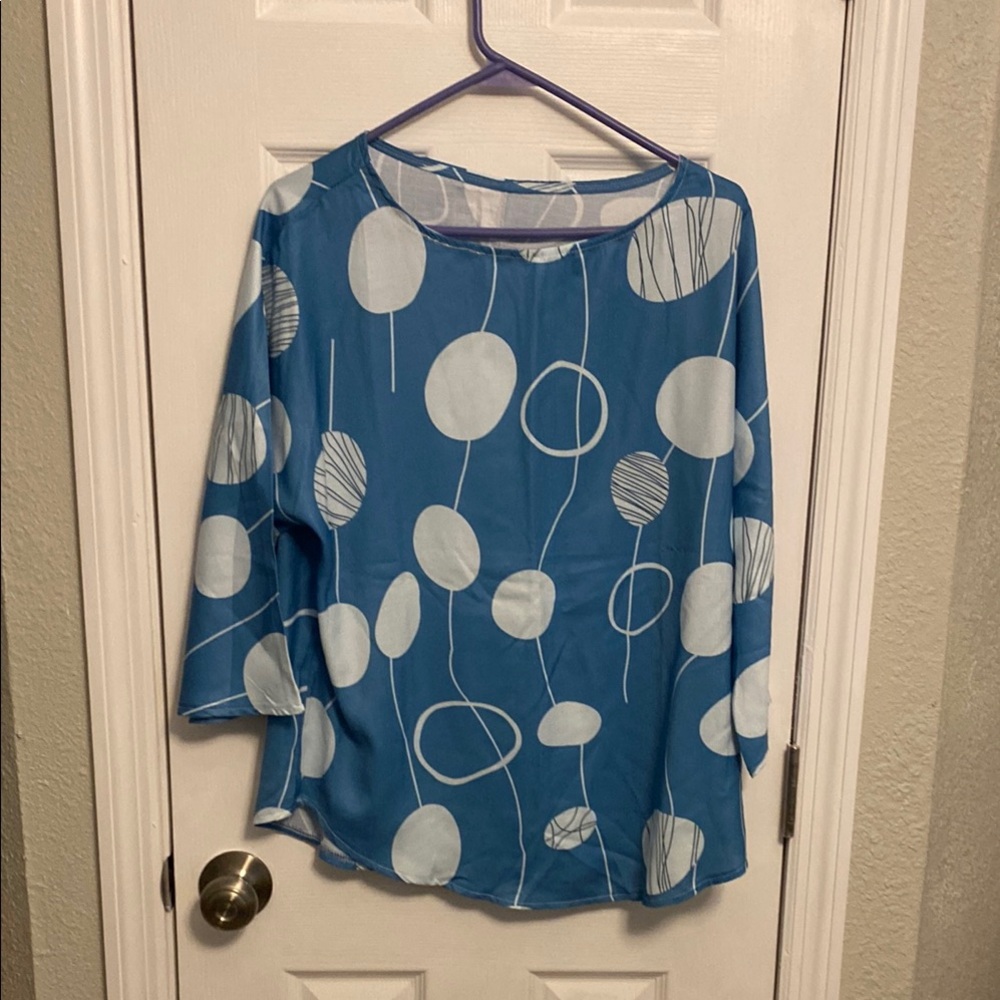 Blue and White Women's Top